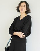 【ドゥクラッセ/DoCLASSE】のダブル編みジャージー・Vネックプルオーバー ブラック|ID: prp329100004934217 ipo3291000000037093351