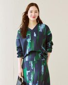 【ドゥクラッセ/DoCLASSE】のダブル編みジャージー・Vネックプルオーバー グリーン・パターン|ID: prp329100004934217 ipo3291000000037093353