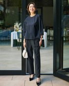 【ドゥクラッセ/DoCLASSE】の二重織コットンボイル・ランタンスリーブブラウス ミッドナイトブルー|ID: prp329100004934240 ipo3291000000037098372