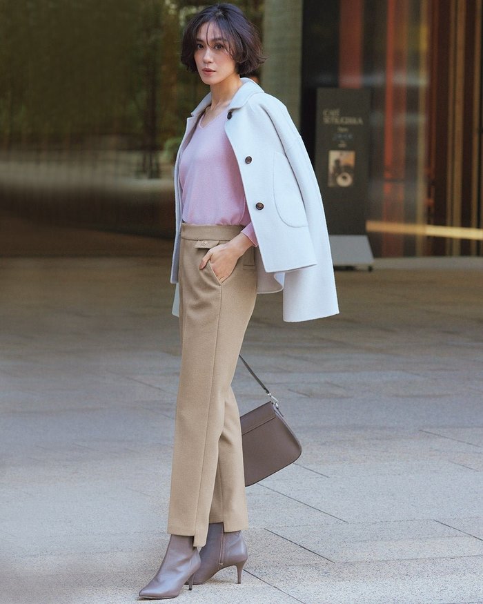 【ドゥクラッセ/DoCLASSE】のウールタッチニードル・裾段差テーパード インテリア・キッズ・メンズ・レディースファッション・服の通販 founy(ファニー) https://founy.com/ ファッション Fashion レディースファッション Fashion for Women パンツ Pants & Trousers スーツ Suit, Formalwear テーパード Tapered, Tapered Pants エレガント 上品 Elegant 洗える Machine Washable |ID: prp329100004934272 ipo3291000000037093364