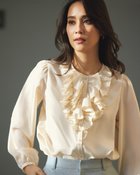 【ドゥクラッセ/DoCLASSE】のサテン・フリルブラウス アイボリー|ID: prp329100004934314 ipo3291000000037033585