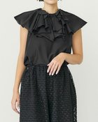 【ドゥクラッセ/DoCLASSE】のコットンシルクボイル・ラッフルブラウス ブラック|ID: prp329100004934322 ipo3291000000037033613