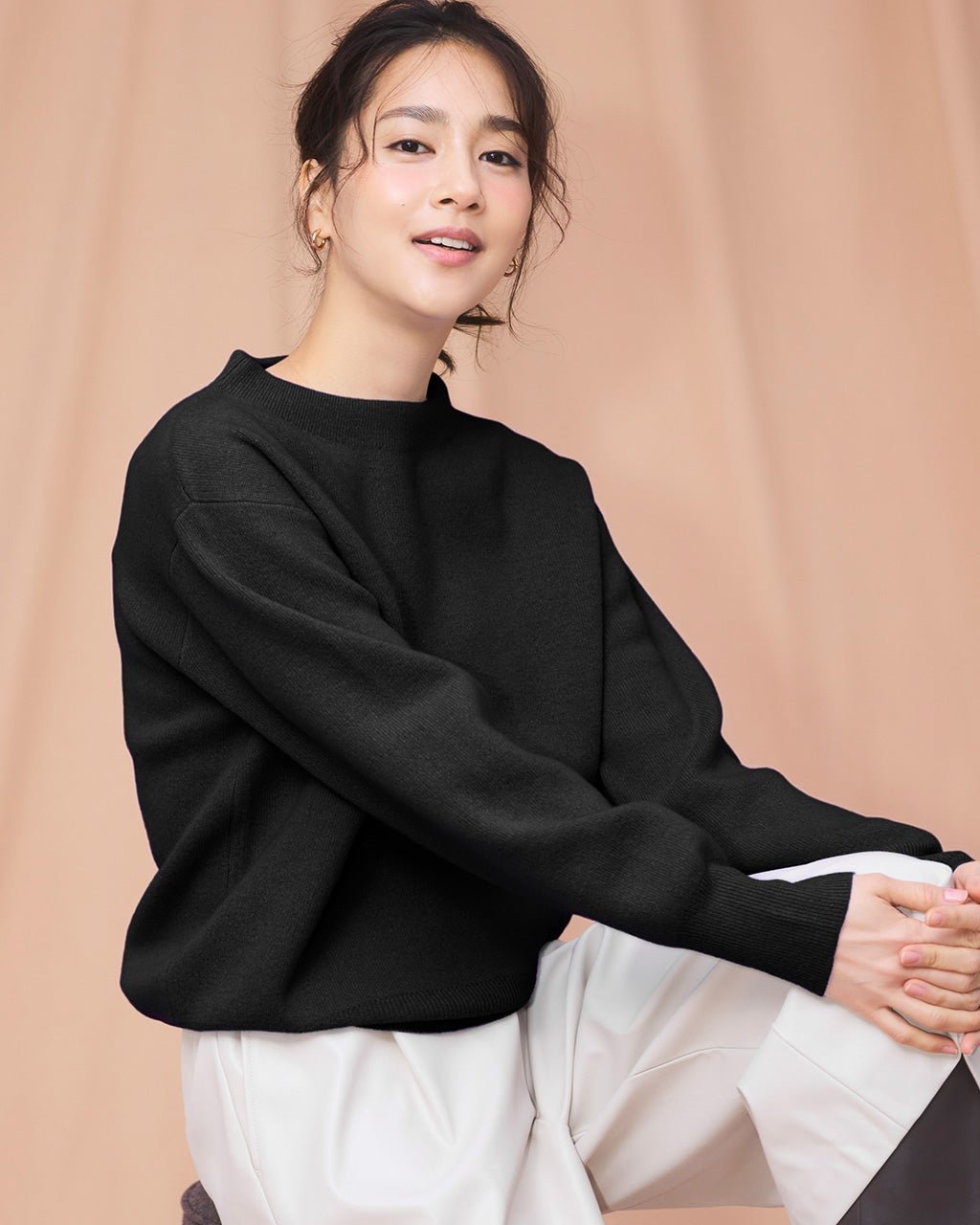 【ドゥクラッセ/DoCLASSE】のスーパーファインメリノ・カシミヤ混セーター インテリア・キッズ・メンズ・レディースファッション・服の通販 founy(ファニー) 　ファッション　Fashion　レディースファッション　Fashion for Women　トップス・カットソー　Cut & Sew Tops　ニット　Knit Tops & Sweaters　なめらか　Smooth, Silky Texture　スリーブ　Sleeve, Long Sleeve / Short Sleeve　セーター　Sweater, Knitwear　ミックス　Mix, Mixed Style　ブラック|ID: prp329100004934352 ipo3291000000037033752