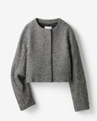 【ドゥクラッセ/DoCLASSE】の尾州ツイード・ミニマムノーカラージャケット BKパターン&times;ブラック|ID: prp329100004934391 ipo3291000000037098497