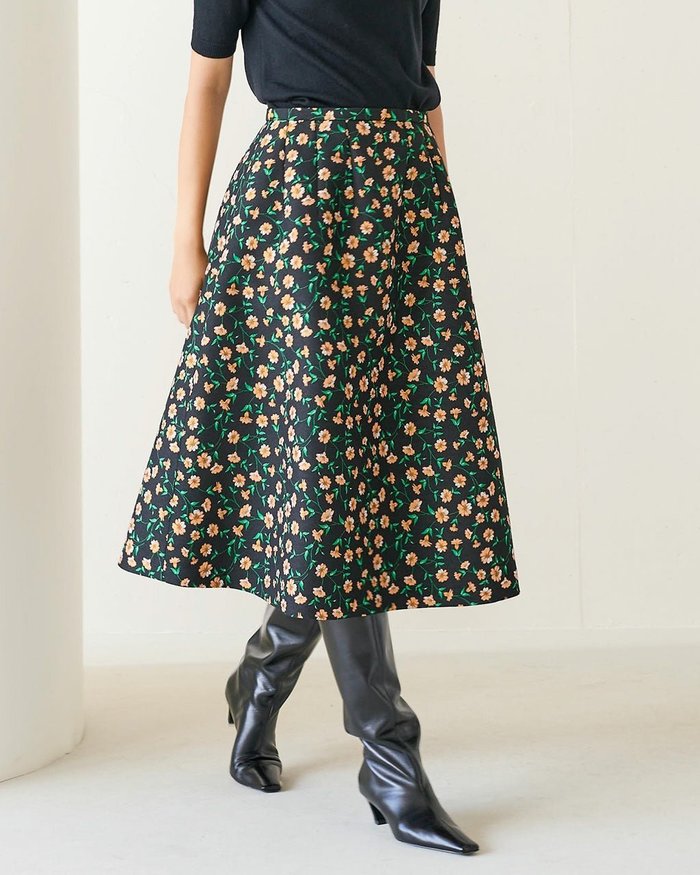 【ドゥクラッセ/DoCLASSE】のボタニカルジャカード・タックフレアスカート インテリア・キッズ・メンズ・レディースファッション・服の通販 founy(ファウニー) https://founy.com/ ファッション Fashion レディースファッション Fashion for Women スカート Skirts Aライン・フレアスカート A-Line & Flared Skirts |ID: prp329100004934392 ipo3291000000037257476