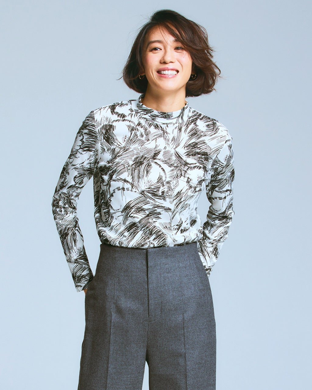 【ドゥクラッセ/DoCLASSE】の超長綿・ハイネック/総柄 人気、トレンドファッション・服の通販 founy(ファニー) 　ファッション　Fashion　レディースファッション　Fashion for Women　トップス・カットソー　Cut & Sew Tops　シャツ・ブラウス・オフィスカジュアル　Elegant Blouses & Button-Ups　ロングTシャツ・Tシャツ　Longline T-Shirts & Tees　カットソー・ベーシックTシャツ　Cut-and-Sewn Tops / Stretch Tees & Basics　なめらか　Smooth, Silky Texture　カットソー　Cut and Sewn Top　タートルネック　Turtleneck, High Neck　ハイネック　High Neck, Mock Neck　 other-1|ID: prp329100004934401 ipo3291000000037033924