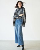 【ドゥクラッセ/DoCLASSE】のシルクフィール・ハイネック&カーディガン ネイビー&times;ホワイト|ID: prp329100004934416 ipo3291000000037093389