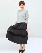 【ドゥクラッセ/DoCLASSE】のレースボーダー・ギャザーフレアスカート ブラック|ID: prp329100004934421 ipo3291000000037102771