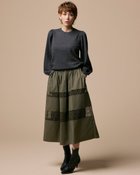 【ドゥクラッセ/DoCLASSE】のレースボーダー・ギャザーフレアスカート カーキ|ID: prp329100004934421 ipo3291000000037102772