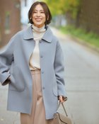 【ドゥクラッセ/DoCLASSE】のカシミヤ混ウールリバー・コート サックス・パターン|ID: prp329100004934466 ipo3291000000037034160