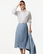 【ドゥクラッセ/DoCLASSE】のカシミヤ混ウールリバー/切替スカート グレーブルー|ID: prp329100004934481 ipo3291000000037034214