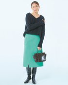 【ドゥクラッセ/DoCLASSE】のカシミヤ混ウールリバー/切替スカート ミントグリーン|ID: prp329100004934481 ipo3291000000037034216