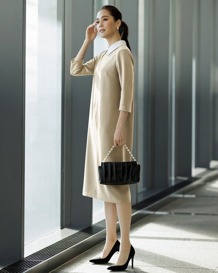 【ドゥクラッセ/DoCLASSE】の二重織りカルゼ・衿付きワンピース/6分袖 インテリア・キッズ・メンズ・レディースファッション・服の通販 founy(ファウニー) https://founy.com/ ファッション Fashion レディースファッション Fashion for Women ワンピース Dresses サテン Satin, Glossy Fabric シンプル Simple, Minimal フォーマル Formal, Dressy |ID: prp329100004934493 ipo3291000000037246683