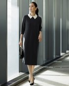 【ドゥクラッセ/DoCLASSE】の二重織りカルゼ・衿付きワンピース/6分袖 ブラック|ID: prp329100004934493 ipo3291000000037246685