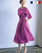 【ドゥクラッセ/DoCLASSE】のフレンチリネン・ベルト付きスカート/ミディ バイオレット|ID: prp329100004934496 ipo3291000000037034281