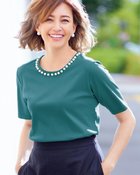 【ドゥクラッセ/DoCLASSE】の超長綿・パールネック5分袖Tシャツ 人気、トレンドファッション・服の通販 founy(ファニー) ファッション Fashion レディースファッション Fashion for Women トップス・カットソー Cut & Sew Tops シャツ・ブラウス・オフィスカジュアル Elegant Blouses & Button-Ups ロングTシャツ・Tシャツ Longline T-Shirts & Tees カットソー・ベーシックTシャツ Cut-and-Sewn Tops / Stretch Tees & Basics カットソー Cut and Sewn Top ジャケット Jacket, Outerwear パール Pearl, Pearl Accent フロント Front, Front Design エレガント 上品 Elegant thumbnail ピーコック|ID: prp329100004934501 ipo3291000000037034297