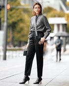 【ドゥクラッセ/DoCLASSE】のコットン混サテン・テーパードパンツ ブラック|ID: prp329100004934514 ipo3291000000037102936