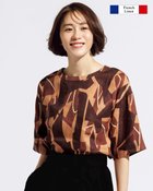 【ドゥクラッセ/DoCLASSE】のフレンチリネン・5分袖ブラウス ブラウンパターン|ID: prp329100004934523 ipo3291000000037102962