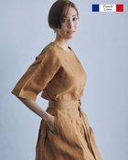 【ドゥクラッセ/DoCLASSE】のフレンチリネン・5分袖ブラウス ライトキャメル|ID: prp329100004934523 ipo3291000000037102965