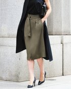 【ドゥクラッセ/DoCLASSE】のドレープアセテート・ベルト付きスカート カーキ|ID: prp329100004934527 ipo3291000000037034396