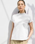 【ドゥクラッセ/DoCLASSE】の高密度コットン天竺・プチハイネック/フレンチ袖 ホワイト|ID: prp329100004934549 ipo3291000000037103018