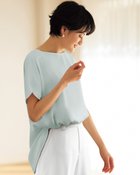 【ドゥクラッセ/DoCLASSE】のエステルダブルクロス・ボートネックブラウス ブルーグレー|ID: prp329100004934551 ipo3291000000037103026