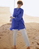 【ドゥクラッセ/DoCLASSE】のコットンローン・バンドカラーギャザーシャツ ブルー|ID: prp329100004934559 ipo3291000000037094296