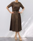 【ドゥクラッセ/DoCLASSE】のコットンボイル・ミモレ丈ドレス/ベルト付き ブラウン|ID: prp329100004934575 ipo3291000000037034601