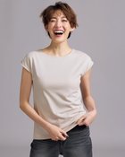 【ドゥクラッセ/DoCLASSE】のボートネック/フレンチ袖・ドゥクラッセTシャツ(58cm丈) ライトグレー|ID: prp329100004934583 ipo3291000000037034633