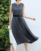 【ドゥクラッセ/DoCLASSE】の配色ベルト・キーネックワンピース グレー|ID: prp329100004934602 ipo3291000000037034734