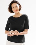 【ドゥクラッセ/DoCLASSE】のボートネック/5分袖・ドゥクラッセTシャツ(58cm丈) ブラック|ID: prp329100004934606 ipo3291000000037034755