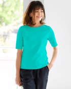 【ドゥクラッセ/DoCLASSE】のボートネック/5分袖・ドゥクラッセTシャツ(58cm丈) ターコイズ|ID: prp329100004934606 ipo3291000000037034758