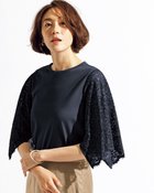 【ドゥクラッセ/DoCLASSE】のレーススリーブ・天竺カットソー ミッドナイトブルー|ID: prp329100004934620 ipo3291000000037257933