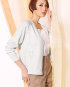 【ドゥクラッセ/DoCLASSE】のラメニット・ラインストーン付きカーディガン ライトグレー|ID: prp329100004934630 ipo3291000000037140519