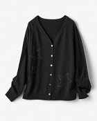 【ドゥクラッセ/DoCLASSE】のラメニット・ラインストーン付きカーディガン ブラック|ID: prp329100004934630 ipo3291000000037140521