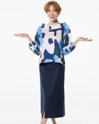 【ドゥクラッセ/DoCLASSE】の艶ストレッチリネン・ストレートスカート ネイビー|ID: prp329100004934635 ipo3291000000037140538