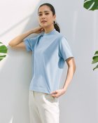 【ドゥクラッセ/DoCLASSE】の高密度コットン天竺・プチハイネック/5分袖 サックス|ID: prp329100004934637 ipo3291000000037246784