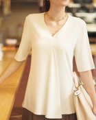 【ドゥクラッセ/DoCLASSE】のエステルダブルクロス・ニットコンビブラウス 人気、トレンドファッション・服の通販 founy(ファニー) ファッション Fashion レディースファッション Fashion for Women トップス・カットソー Cut & Sew Tops ニット Knit Tops & Sweaters シャツ・ブラウス・オフィスカジュアル Elegant Blouses & Button-Ups ドレープ Drape, Draping Fabric エレガント 上品 Elegant 人気 Popular, Best Seller thumbnail オフホワイト|ID: prp329100004934645 ipo3291000000037034912