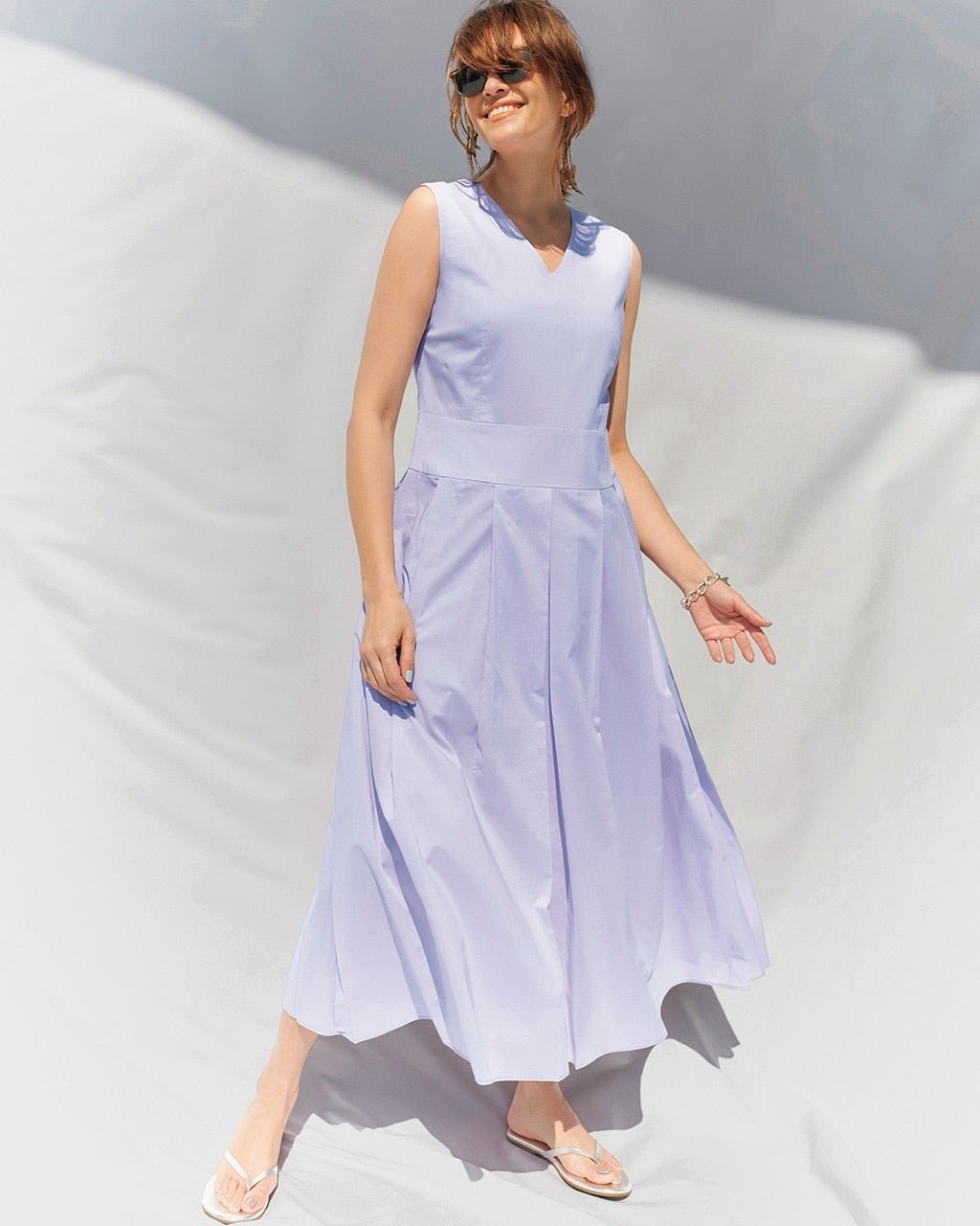 【ドゥクラッセ/DoCLASSE】のコットンボイル・ノースリーブドレス 人気、トレンドファッション・服の通販 founy(ファニー) 　ファッション　Fashion　レディースファッション　Fashion for Women　ワンピース　Dresses　フォーマル・パーティードレス・結婚式用ドレス　Elegant & Casual Dresses　エレガント 上品　Elegant　スリム　Slim, Slim Fit　ドレス　Dress, One-Piece　ノースリーブ　Sleeveless, No-Sleeve　プリーツ　Pleats, Pleated　ボックス　Boxy, Box Shape　マキシ　Maxi, Full Length　夏　Summer　 other-1|ID: prp329100004934646 ipo3291000000037034914