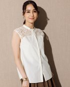 【ドゥクラッセ/DoCLASSE】のショルダーレース・ノースリーブブラウス 人気、トレンドファッション・服の通販 founy(ファニー) ファッション Fashion レディースファッション Fashion for Women トップス・カットソー Cut & Sew Tops キャミソール&ノースリーブ Camisoles & Sleeveless Tops シャツ・ブラウス・オフィスカジュアル Elegant Blouses & Button-Ups なめらか Smooth, Silky Texture タイプライター Typewriter Fabric, Crisp Cotton レース Lace, Lace Fabric エレガント 上品 Elegant thumbnail ホワイト|ID: prp329100004934652 ipo3291000000037034942