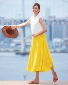 【ドゥクラッセ/DoCLASSE】のエアリーコットン・プリーツスカーチョ/75cm イエロー|ID: prp329100004934655 ipo3291000000037140615