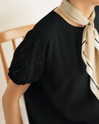 【ドゥクラッセ/DoCLASSE】のエステルダブルクロス・袖レースブラウス ブラック|ID: prp329100004934660 ipo3291000000037246822