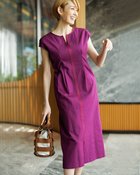 【ドゥクラッセ/DoCLASSE】のストレッチピケ・深キーネックタックドレス プラム|ID: prp329100004934665 ipo3291000000037246829