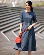 【ドゥクラッセ/DoCLASSE】の艶デニム・フィット&フレアドレス インディゴ|ID: prp329100004934669 ipo3291000000037246831