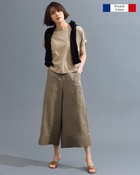【ドゥクラッセ/DoCLASSE】のフレンチリネン・ワイドクロップドパンツ ダークトープ|ID: prp329100004934683 ipo3291000000037140726