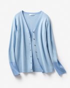 【ドゥクラッセ/DoCLASSE】のシルクフィール・配色カフスカーディガン 人気、トレンドファッション・服の通販 founy(ファニー) ファッション Fashion レディースファッション Fashion for Women トップス・カットソー Cut & Sew Tops カーディガン・羽織り Layered Style Cardigans カフス Cuff Design カーディガン Cardigan, Knitwear メタル Metal, Metal Parts thumbnail サックス|ID: prp329100004934692 ipo3291000000037035082