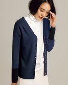 【ドゥクラッセ/DoCLASSE】のシルクフィール・配色カフスカーディガン 人気、トレンドファッション・服の通販 founy(ファニー) ファッション Fashion レディースファッション Fashion for Women トップス・カットソー Cut & Sew Tops カーディガン・羽織り Layered Style Cardigans カフス Cuff Design カーディガン Cardigan, Knitwear メタル Metal, Metal Parts thumbnail ミッドナイトブルー|ID: prp329100004934692 ipo3291000000037035084