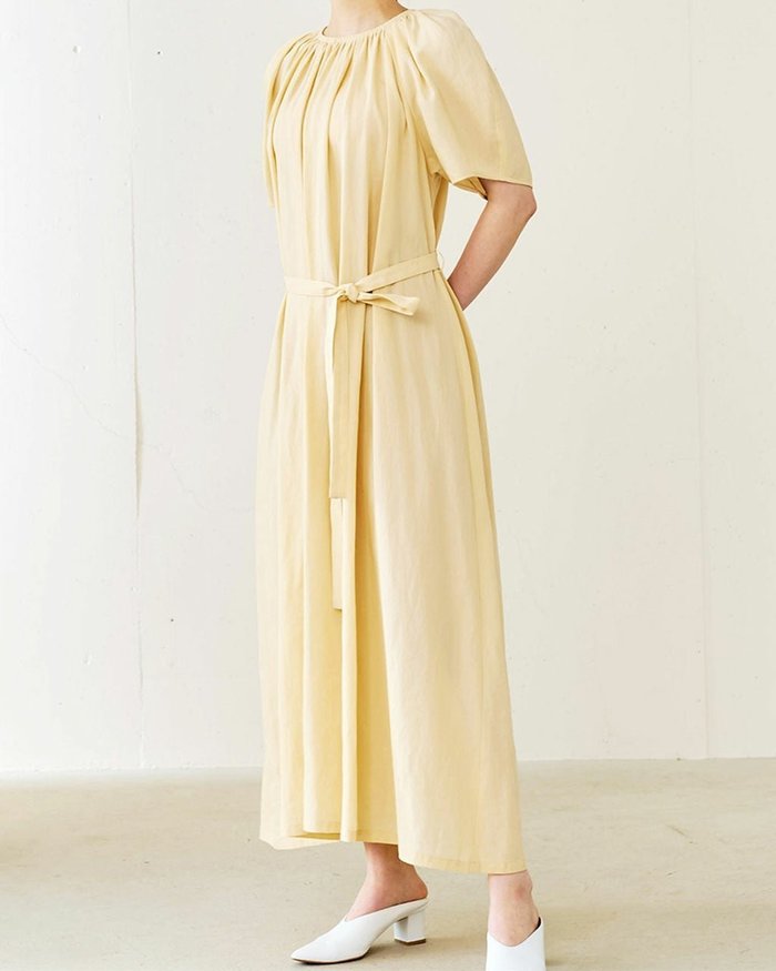 【ドゥクラッセ/DoCLASSE】の塩縮コットン・ギャザーワンピース インテリア・キッズ・メンズ・レディースファッション・服の通販 founy(ファニー) https://founy.com/ ファッション Fashion レディースファッション Fashion for Women ワンピース Dresses ギャザー Gathered, Ruffled スリーブ Sleeve, Long Sleeve / Short Sleeve バランス Balance, Style Balance 夏 Summer エレガント 上品 Elegant |ID: prp329100004934750 ipo3291000000037140860