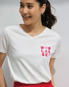 【ドゥクラッセ/DoCLASSE】のスムースコットン・ビーズロゴVネック ピンク・パターン|ID: prp329100004934755 ipo3291000000037098632