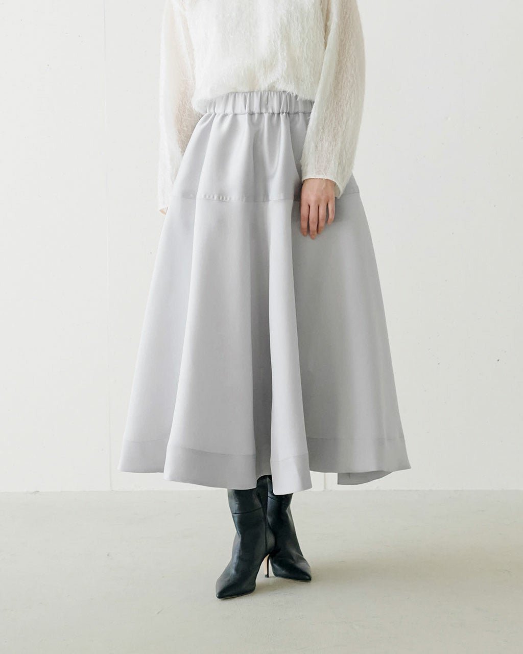 【ドゥクラッセ/DoCLASSE】のオクタダブルクロス・スカート インテリア・キッズ・メンズ・レディースファッション・服の通販 founy(ファニー) 　ファッション　Fashion　レディースファッション　Fashion for Women　スカート　Skirts　コレクション　Collection, Seasonal Line　軽量　Lightweight, Ultra Light　シルク　Silk, 100% Silk　シンプル　Simple, Minimal　スクエア　Square, Square Shape　タートル　Turtleneck, Turtle Collar　ノースリーブ　Sleeveless, No-Sleeve　パーティ　Party, Party Style　フォルム　Silhouette, Form　フレア　Flare, Flared　ホリデーシーズン　Holiday Season　グレー|ID: prp329100004934819 ipo3291000000037035507